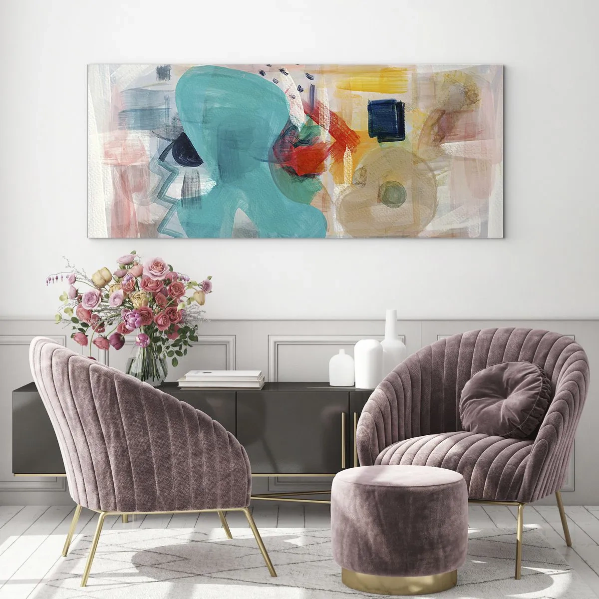 Obraz na skle - Farebná hra - 100x40 cm