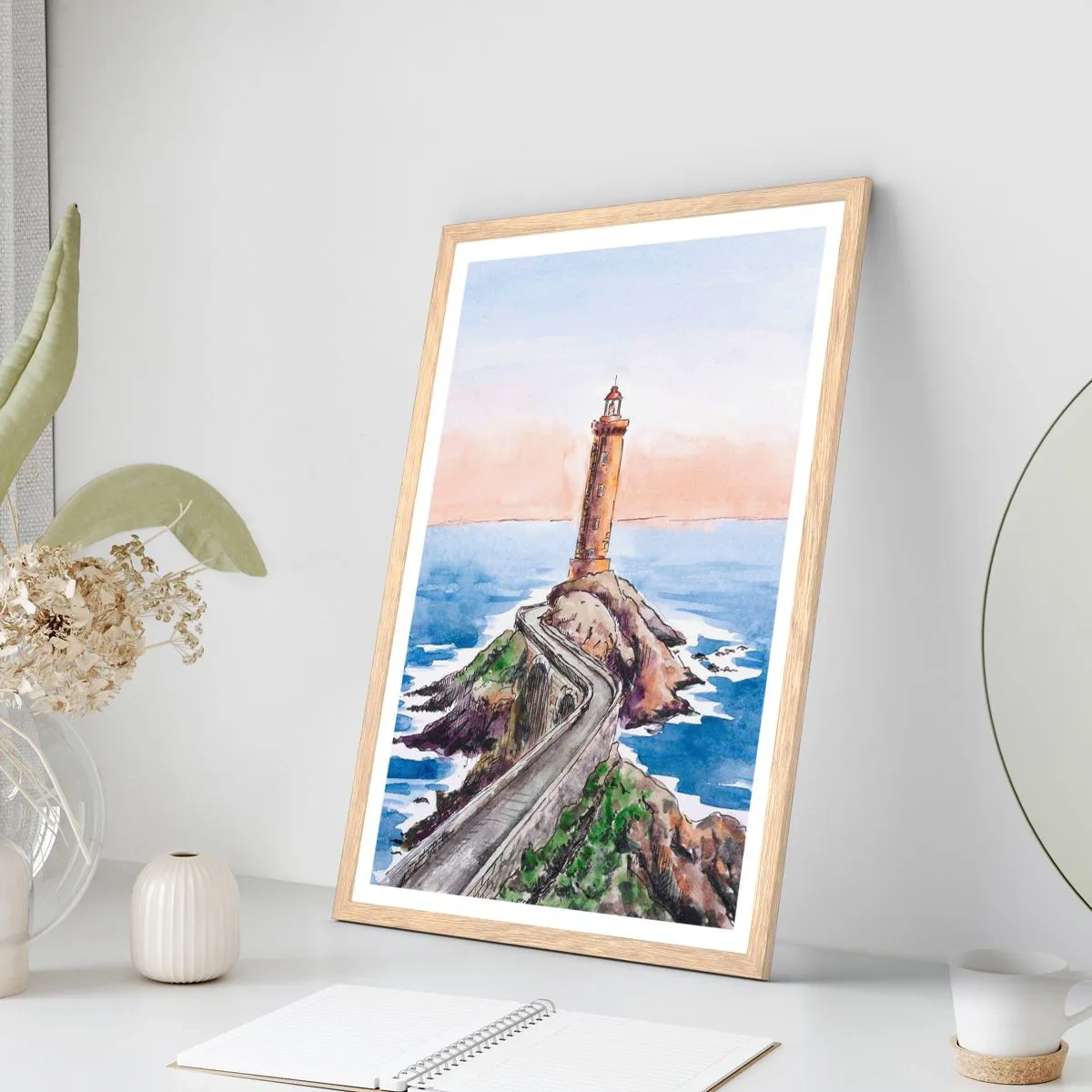 Plagát v ráme zo svetlého duba - Tvárou v tvár moru - 50x70 cm