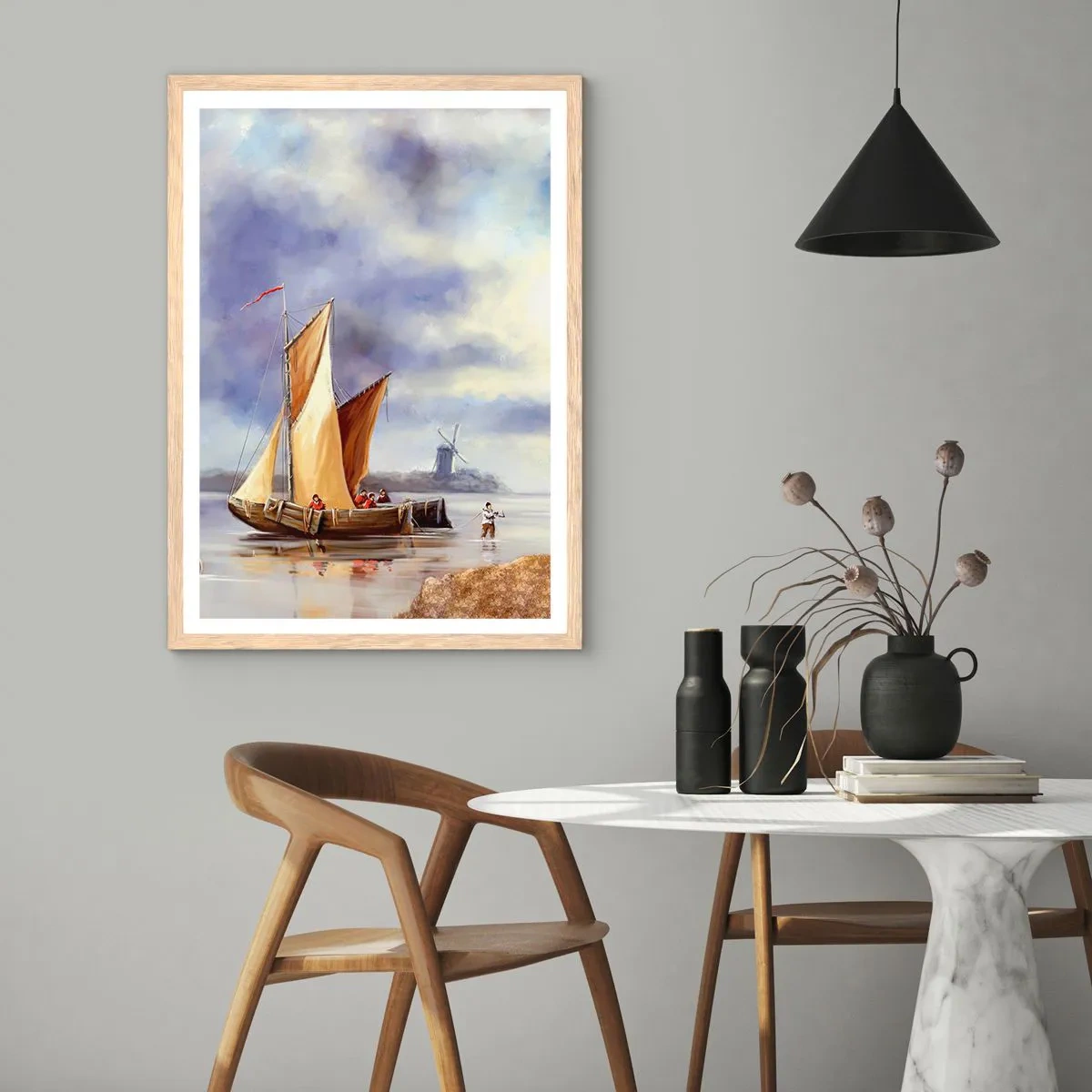 Plagát v ráme zo svetlého duba - Návrat námorníkov - 40x50 cm