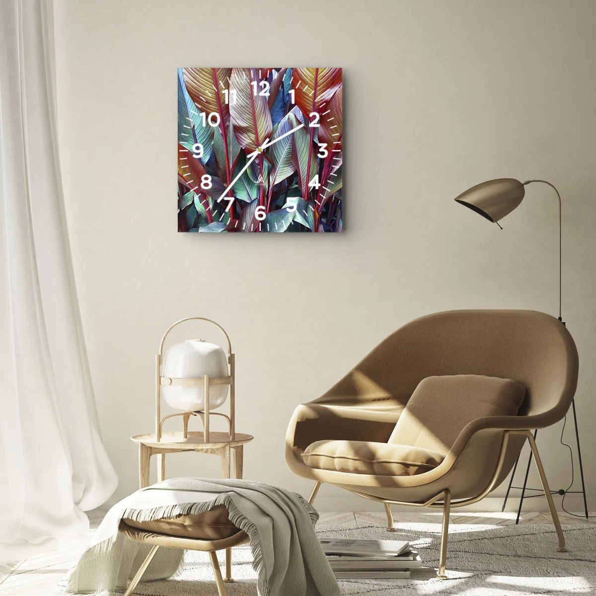 Nástenné hodiny - Farebná húština - 40x40 cm