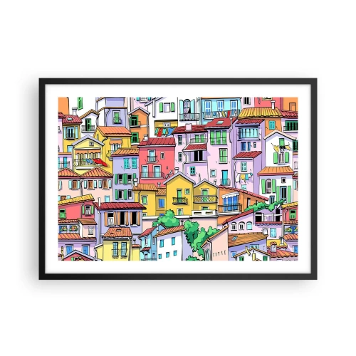 Plagát v čiernom ráme - Veselé mesto - 70x50 cm