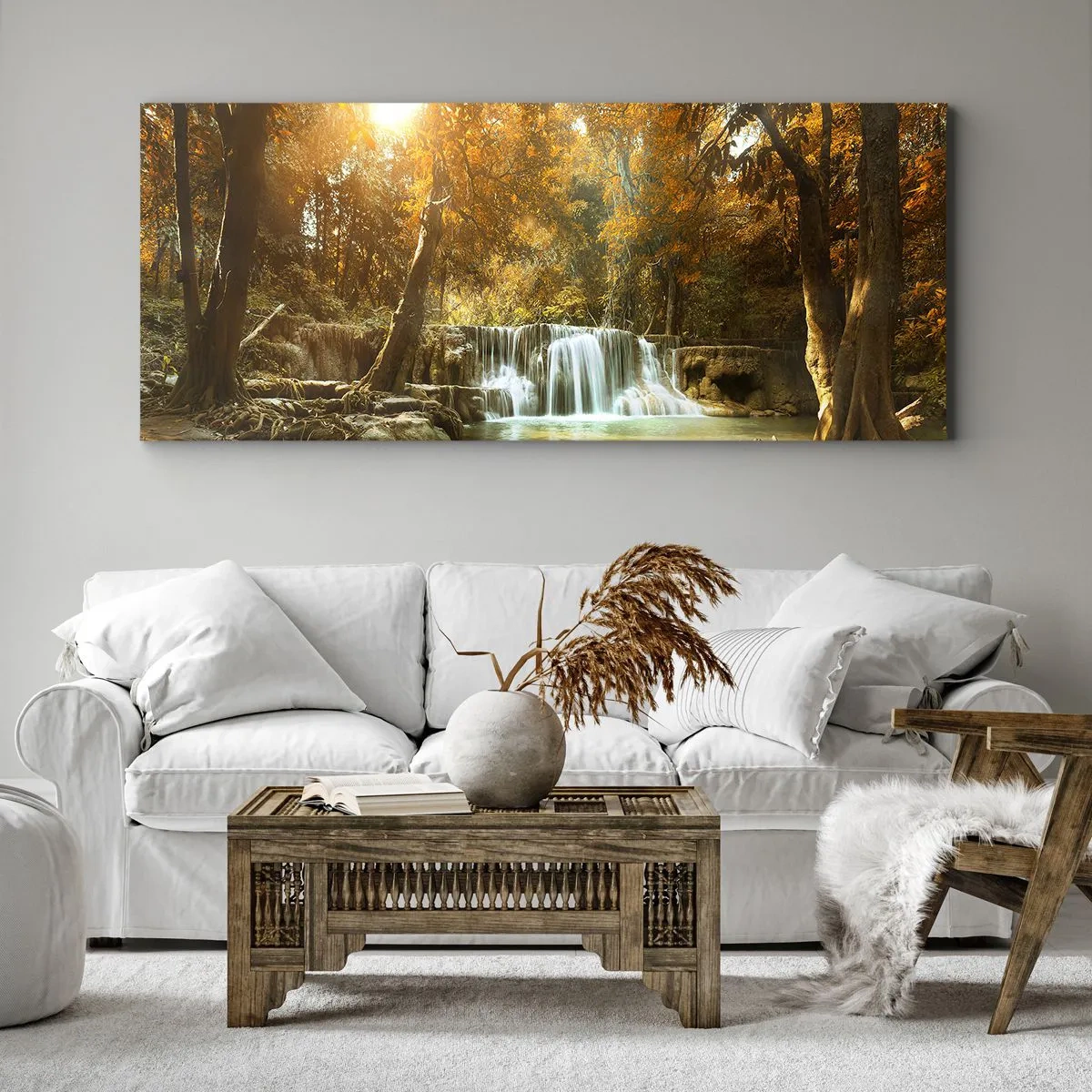 Obraz na plátne - Parkový vodopád - 100x40 cm