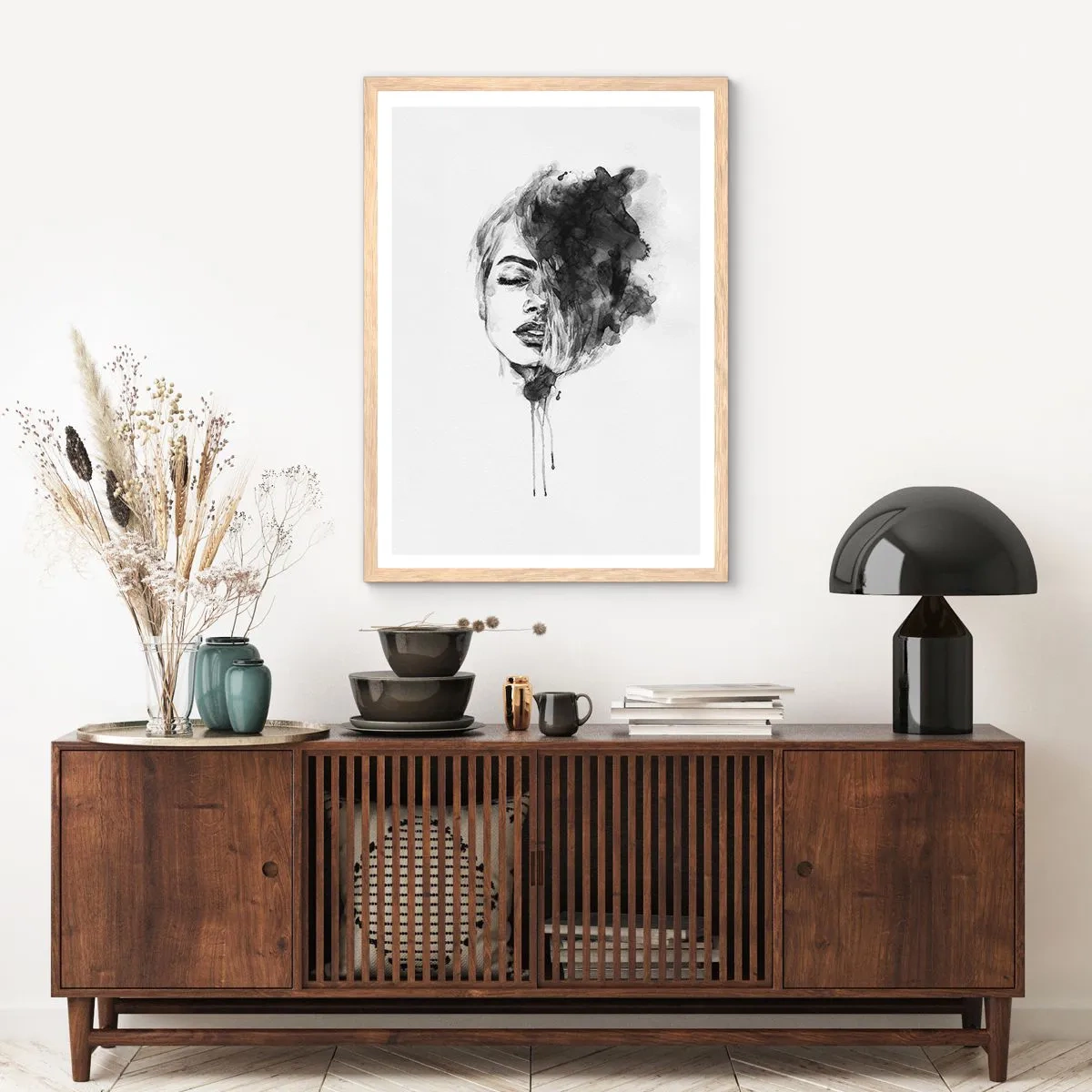 Plagát v ráme zo svetlého duba - O čom sníva dievča - 70x100 cm