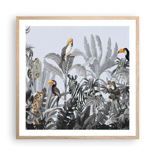 Plagát v ráme zo svetlého duba - Africká rozprávka - 60x60 cm