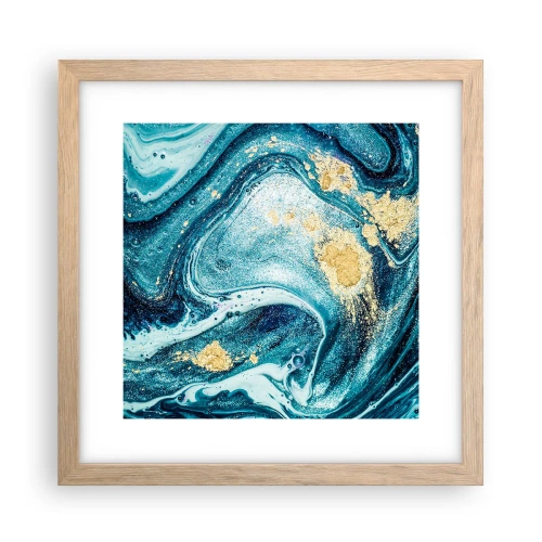 Plagát v ráme zo svetlého duba - Modrý vír - 30x30 cm