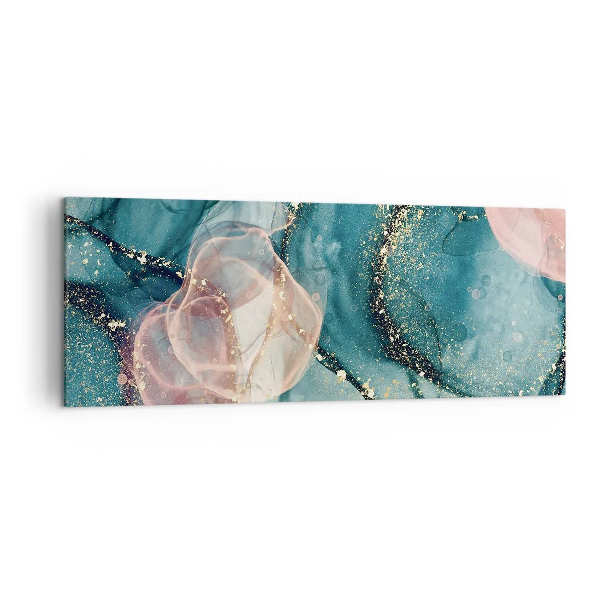 Obraz na plátne - Modré hodváb modré, ružový tyl - 140x50 cm