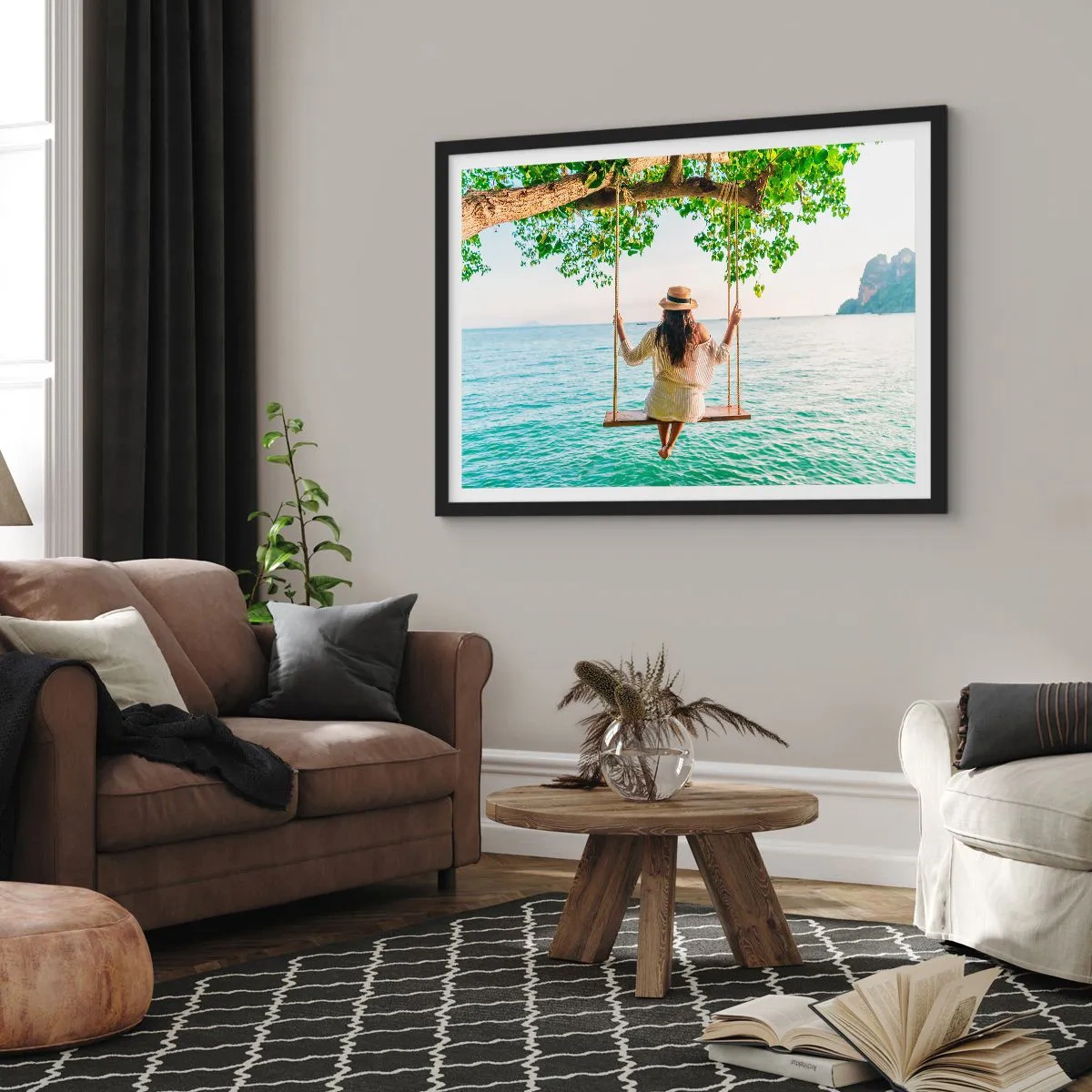 Plagát v čiernom ráme - Život je krásny - 100x70 cm