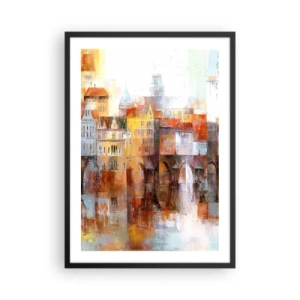 Plagát v čiernom ráme - Malebné mestečko s umelecky navrhnutým mostom - 50x70cm - Pod mostom je tiež krásne - Moderná nástenná dekorácia do obývacej izby a spálne ARTTOR