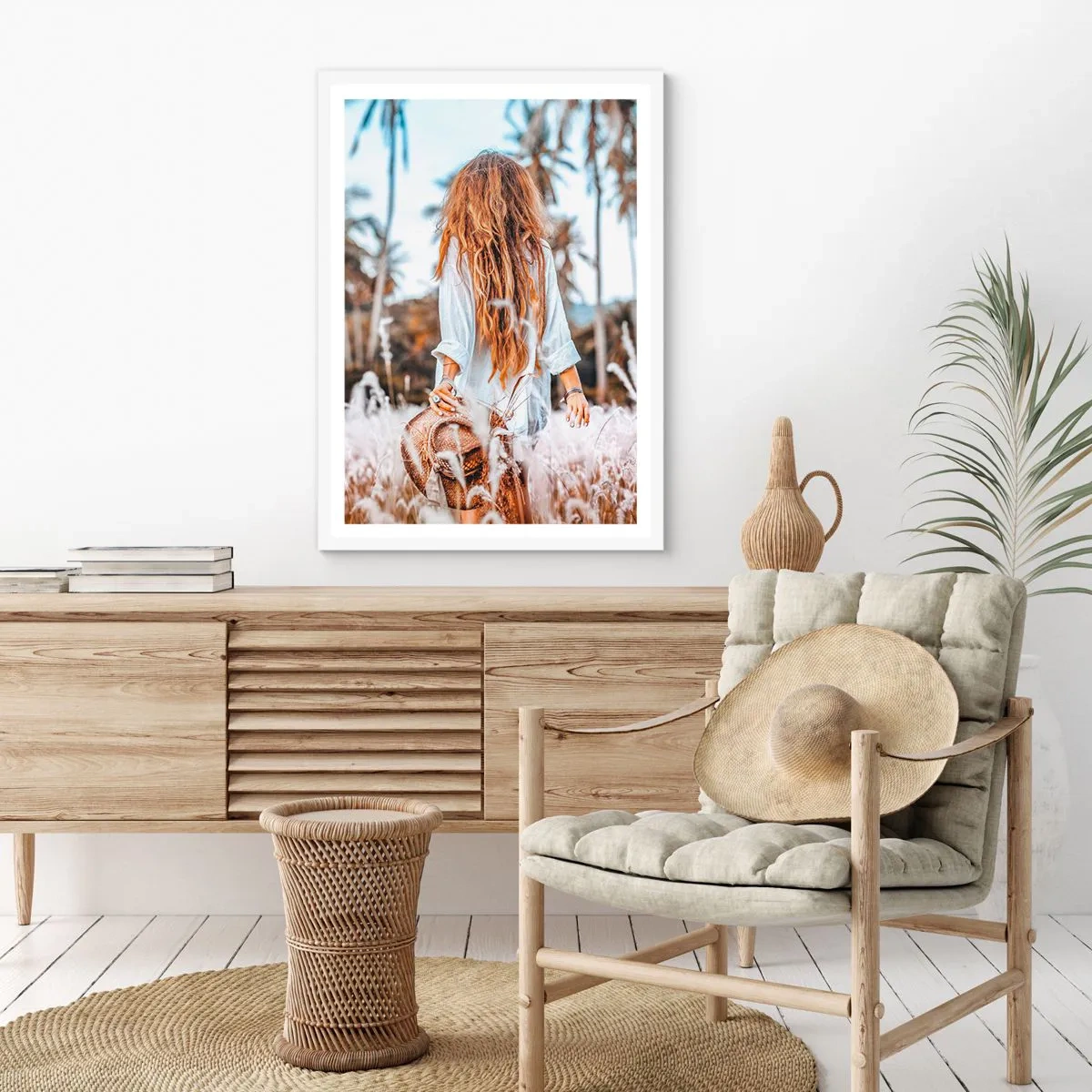 Plagát v bielom ráme - Zrodená z trávnej páperie - 40x50 cm
