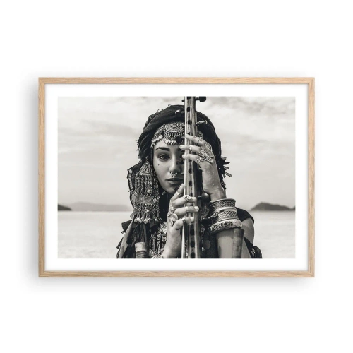 Plagát v ráme zo svetlého duba - Samotná hudba orientu - 70x50 cm