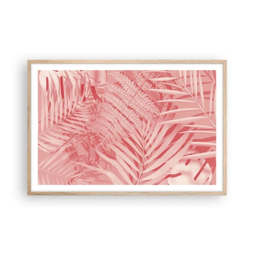 Plagát v ráme zo svetlého duba - Ružový koncept - 91x61 cm