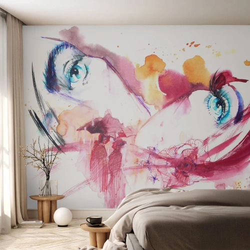 Fototapeta Premium Canvas - V blízkosti svet rozkvitá - Abstrakcia, Ženská tvár, Ženské oči - 100x70 cm