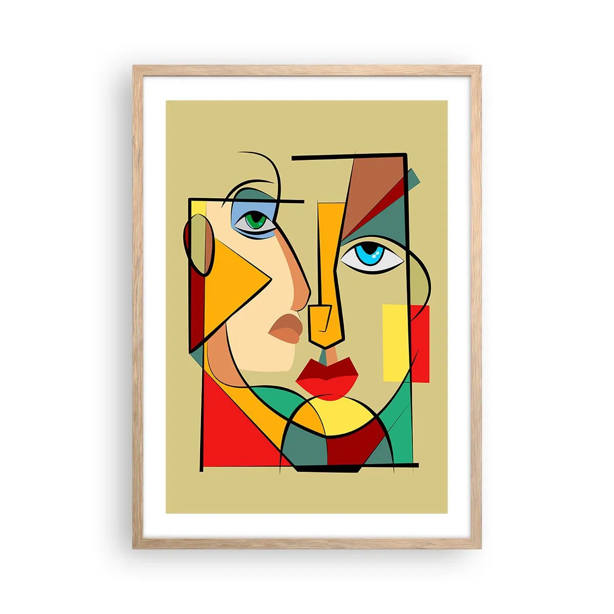 Plagát v ráme zo svetlého duba - Zhodný pár - 50x70 cm