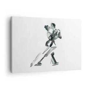 Obraz na plátne - Jemná ilustrácia páru tancujúceho v monochromatickom štýle. - 70x50cm - V jednom rytme - Moderná nástenná dekorácia do obývacej izby a spálne ARTTOR
