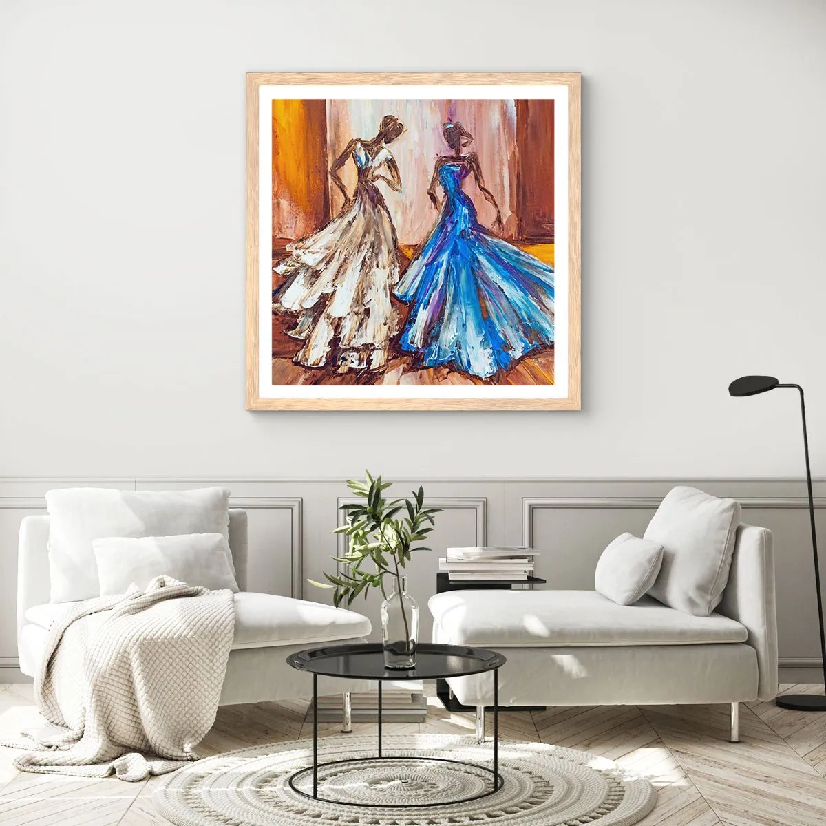 Plagát v ráme zo svetlého duba - Pôvabné duo - 60x60 cm