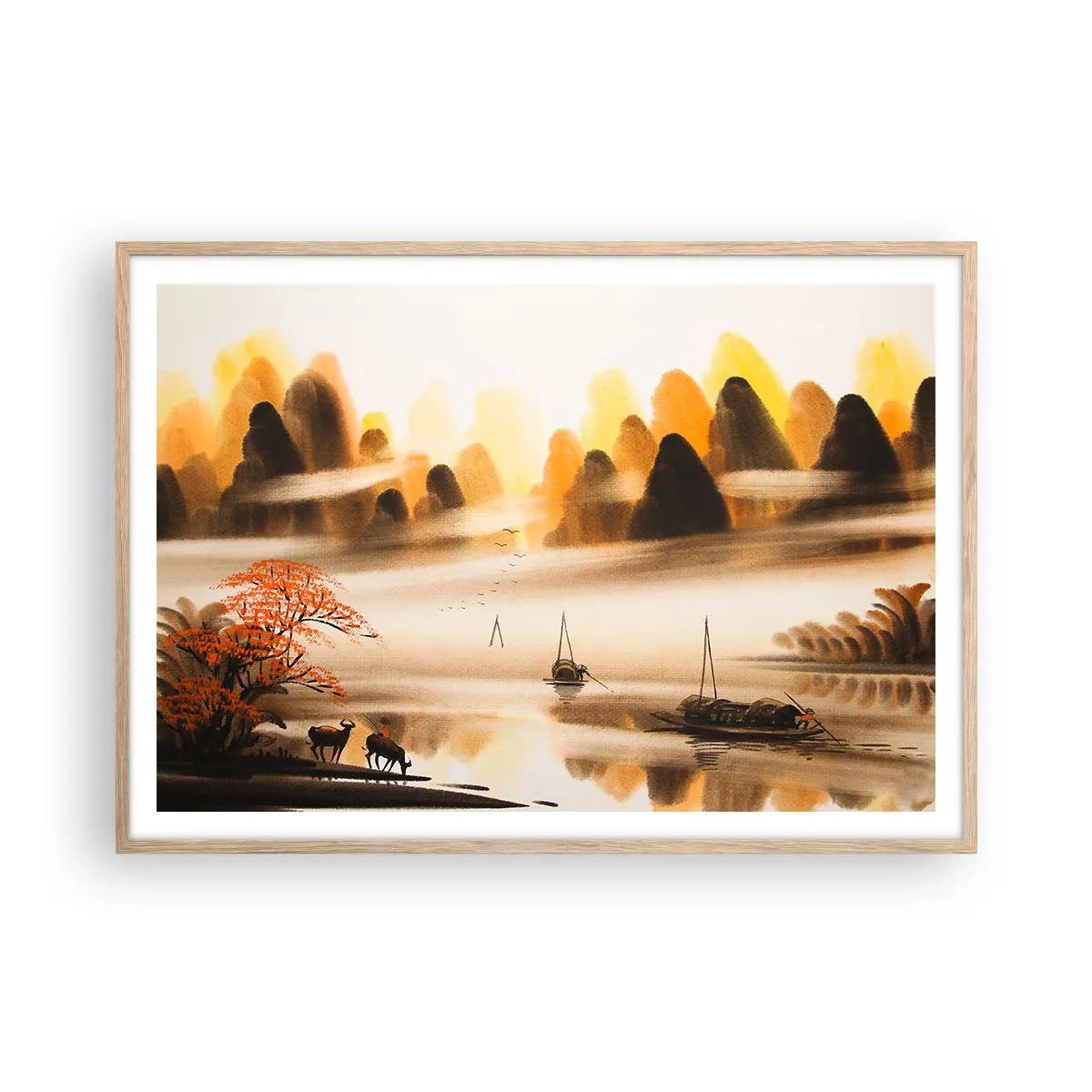 Plagát v ráme zo svetlého duba - Ďalej ako na Ďalekom východe - 100x70 cm