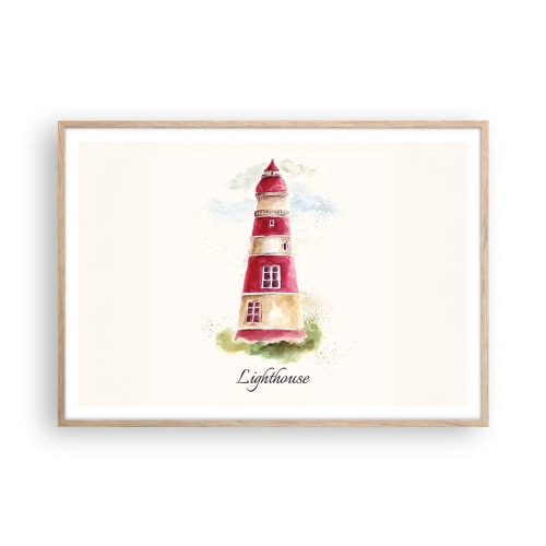 Plagát v ráme zo svetlého duba - Tu je vždy počasie - 100x70 cm