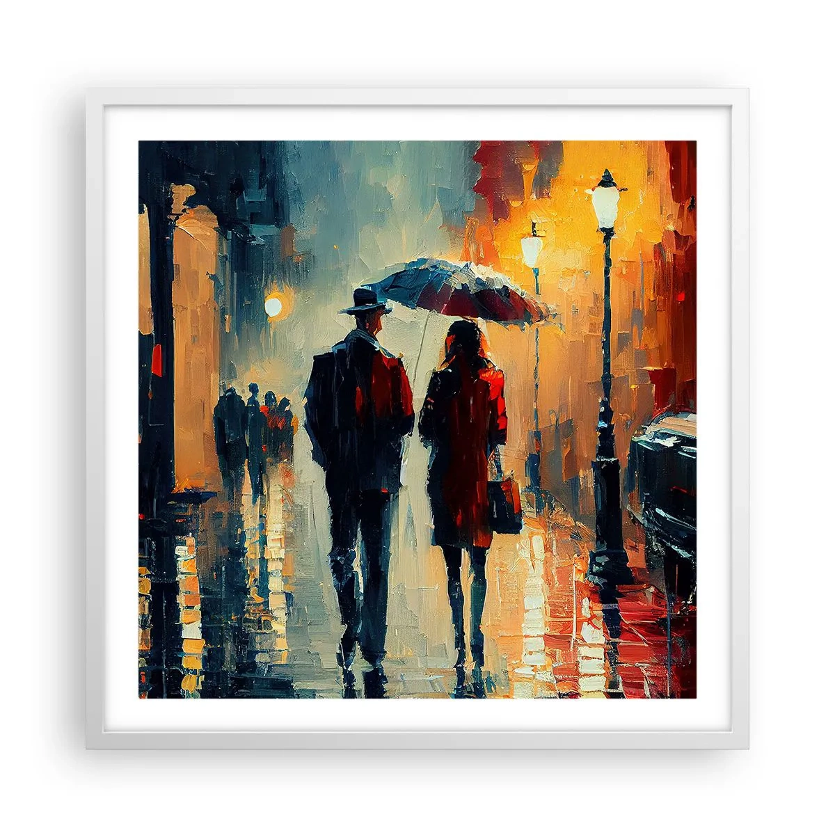 Plagát v bielom ráme - Mestská love story - 60x60 cm