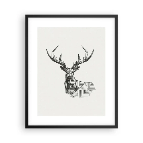 Plagát v čiernom ráme - Jeleň v kubistickom štýle - 40x50 cm