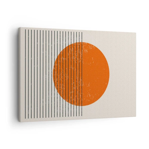 Obraz na plátne - Minimalistické slnko s geometrickými líniami - 70x50cm - Vždy slnko - Moderná nástenná dekorácia do obývacej izby a spálne ARTTOR
