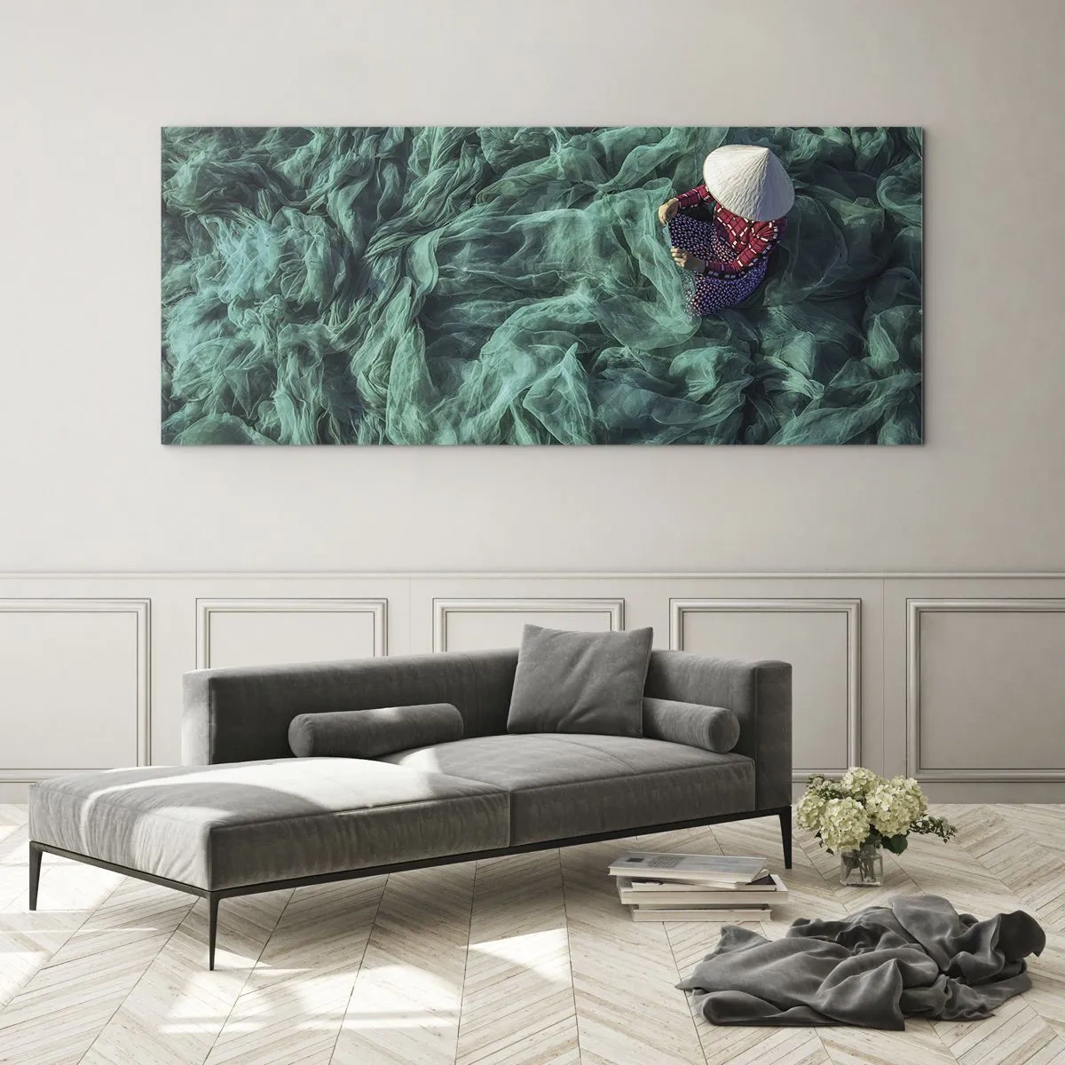 Obraz na skle - V mori sietí - 100x40 cm