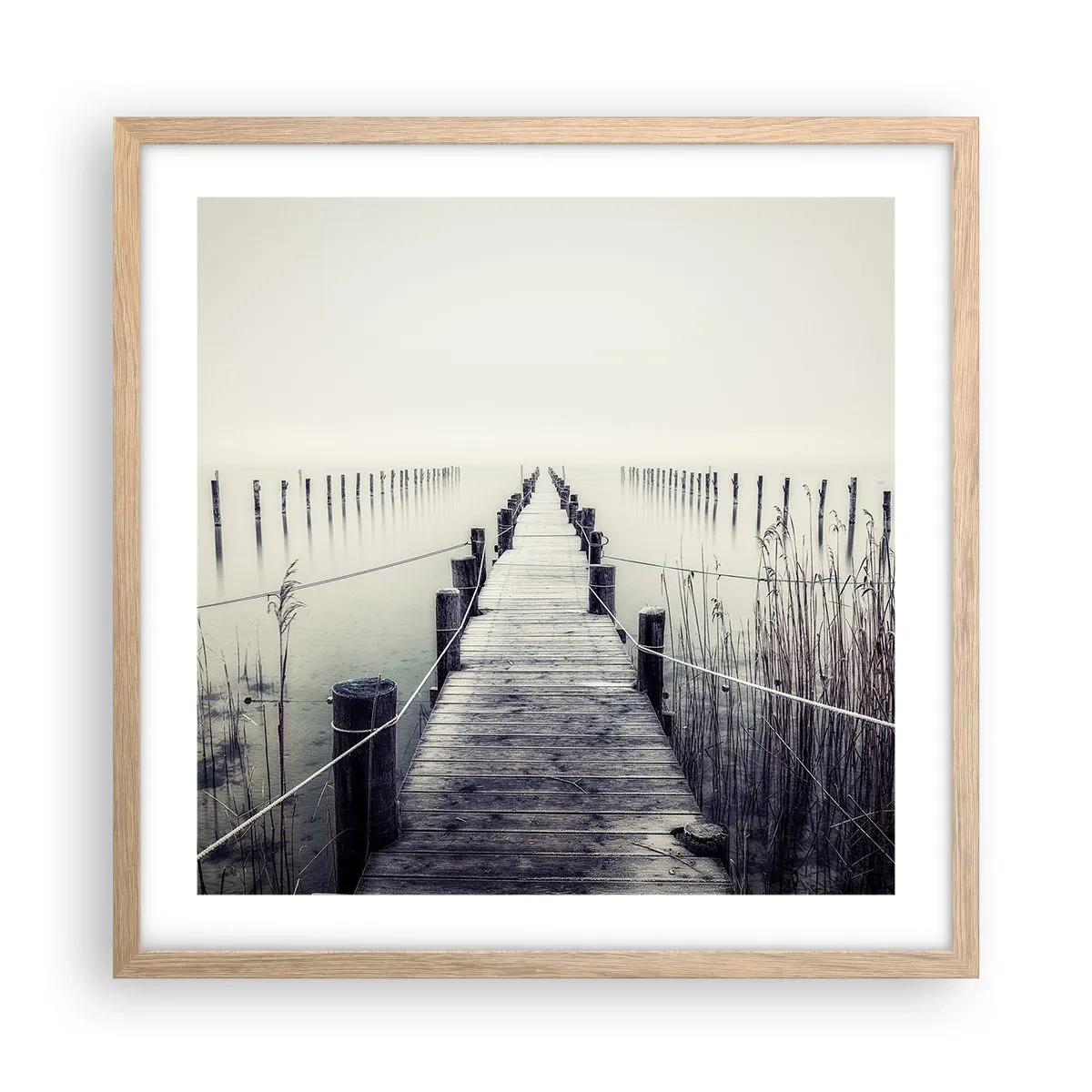 Plagát v ráme zo svetlého duba - Ponor sa do pokoja - 50x50 cm