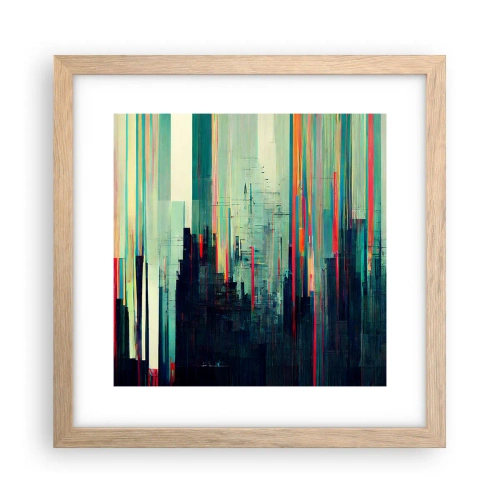 Plagát v ráme zo svetlého duba - Futuristické mesto - 30x30 cm