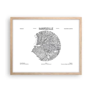 Plagát v ráme zo svetlého duba - Anatómia Marseille - 50x40 cm