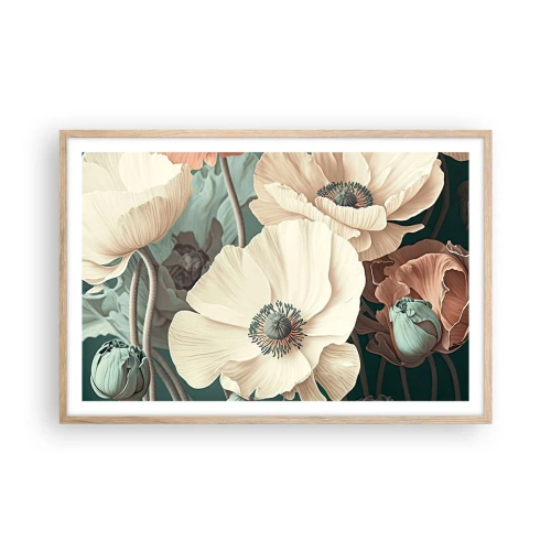 Plagát v ráme zo svetlého duba - Šepot makov - 91x61 cm