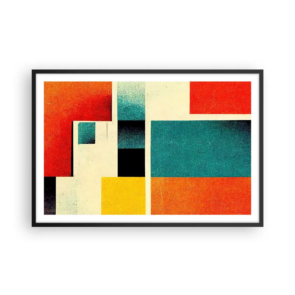 Plagát v čiernom ráme - Geometrická abstrakcia – dobrá energia - 91x61 cm