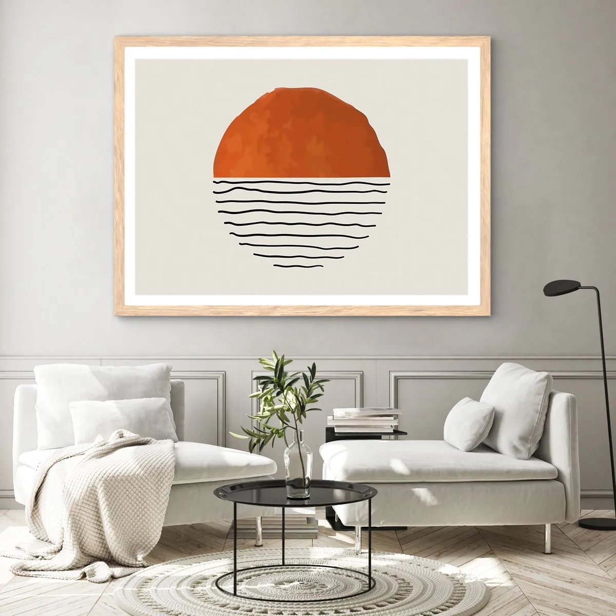 Plagát v ráme zo svetlého duba - V japonskej atmosfére - 100x70 cm