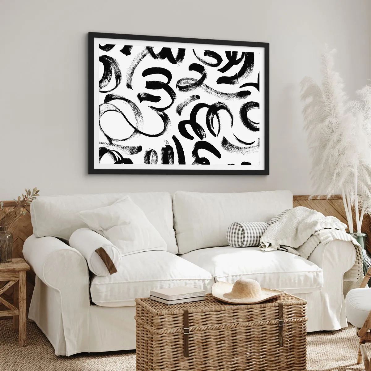 Plagát v čiernom ráme - Čierne na bielom - 100x70 cm