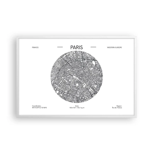 Plagát v bielom ráme - Anatómia Paríža - 91x61 cm