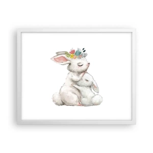 Plagát v bielom ráme - Najlepšie je u mamy - 50x40 cm