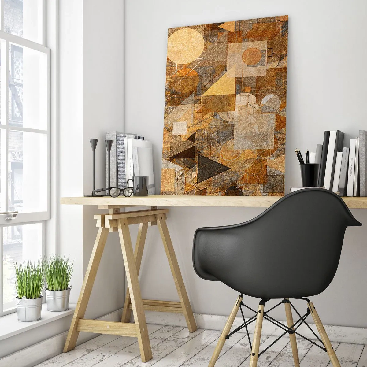 Obraz na skle - Kubistické bronzové štúdium - 50x70 cm