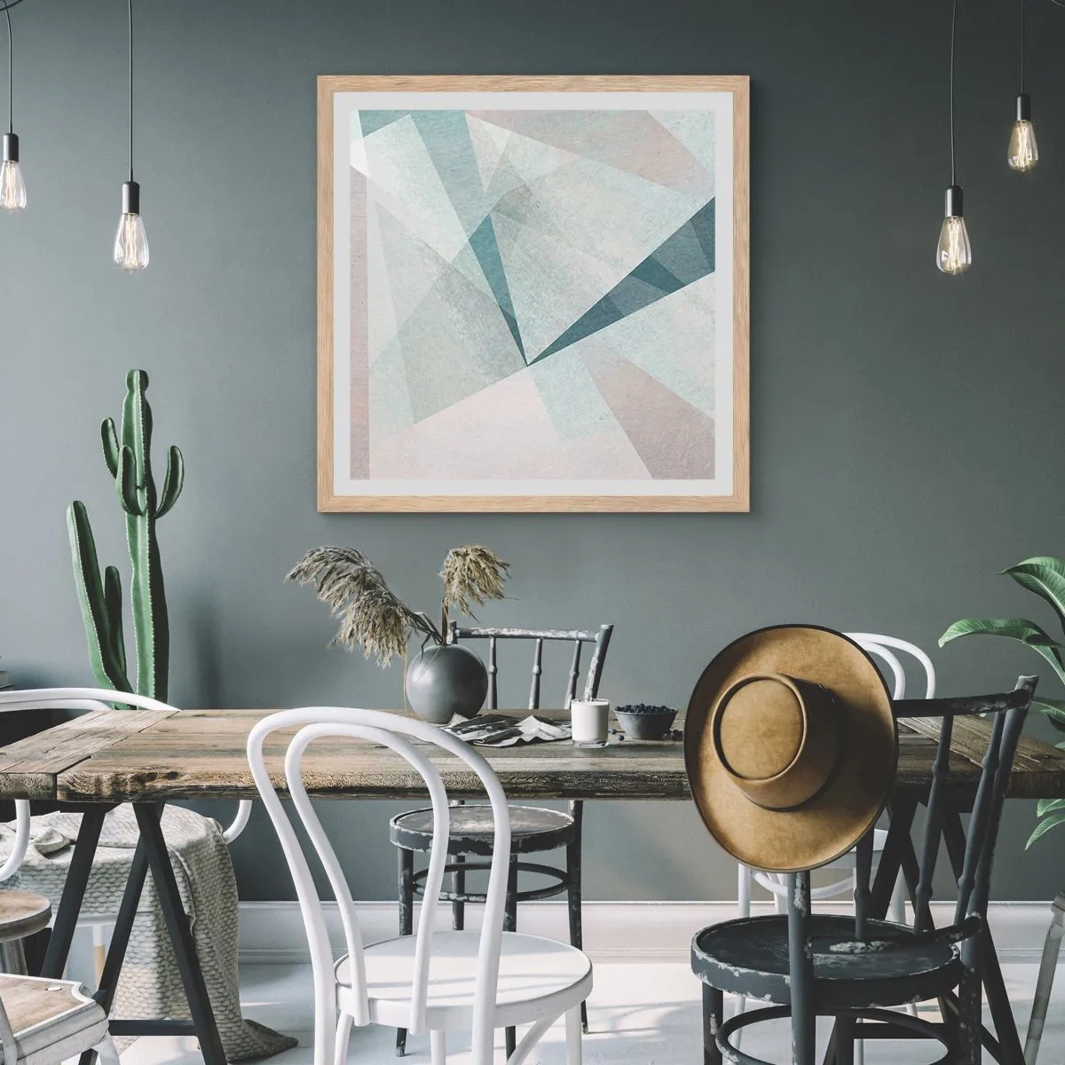 Plagát v ráme zo svetlého duba - V kľude, ale dynamicky - 60x60 cm