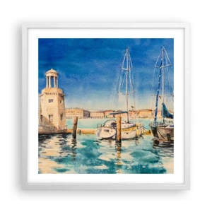 Plagát v bielom ráme - Slnečná lagúna - 50x50 cm