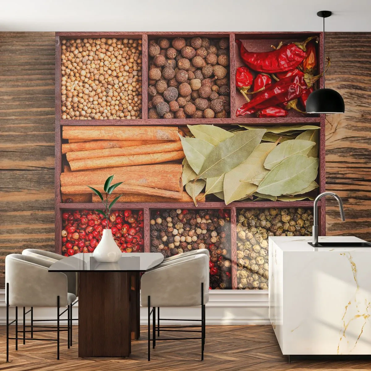 Samolepiaca Fototapeta Deluxe Sticker - Poriadok tvarov, buket vôní - Gastronómia, Korenie, Chilli - 250x175 cm
