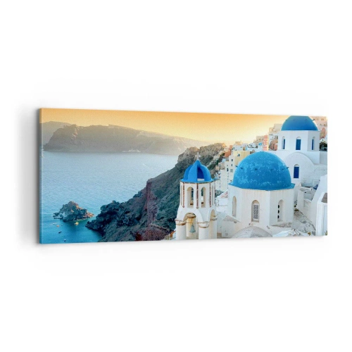 Obraz na plátne - Santorini - v náruči skál - 100x40 cm