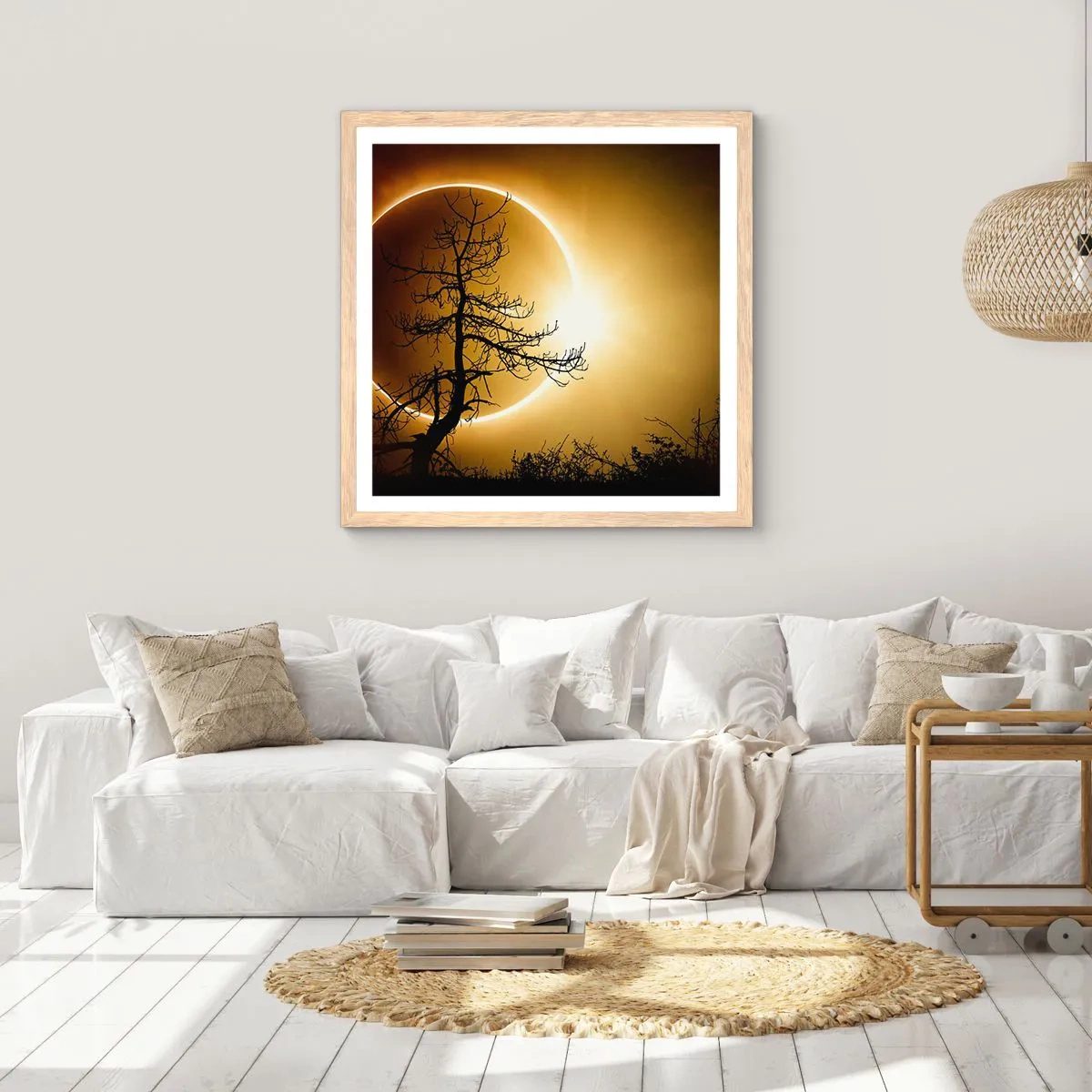 Plagát v ráme zo svetlého duba - Úplné zatmenie - 60x60 cm