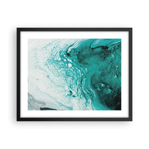 Plagát v čiernom ráme - Prepadnúť sa v bielej a tyrkysovej - 50x40 cm