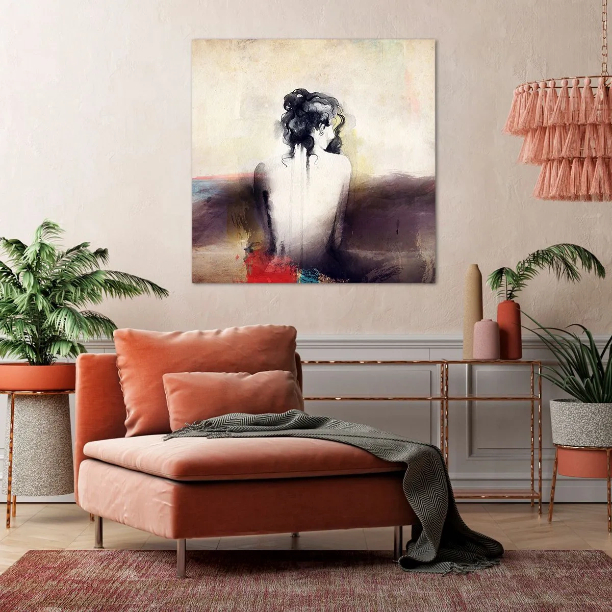 Obraz na plátne - Jemné línie, oválne tvary - 70x70 cm