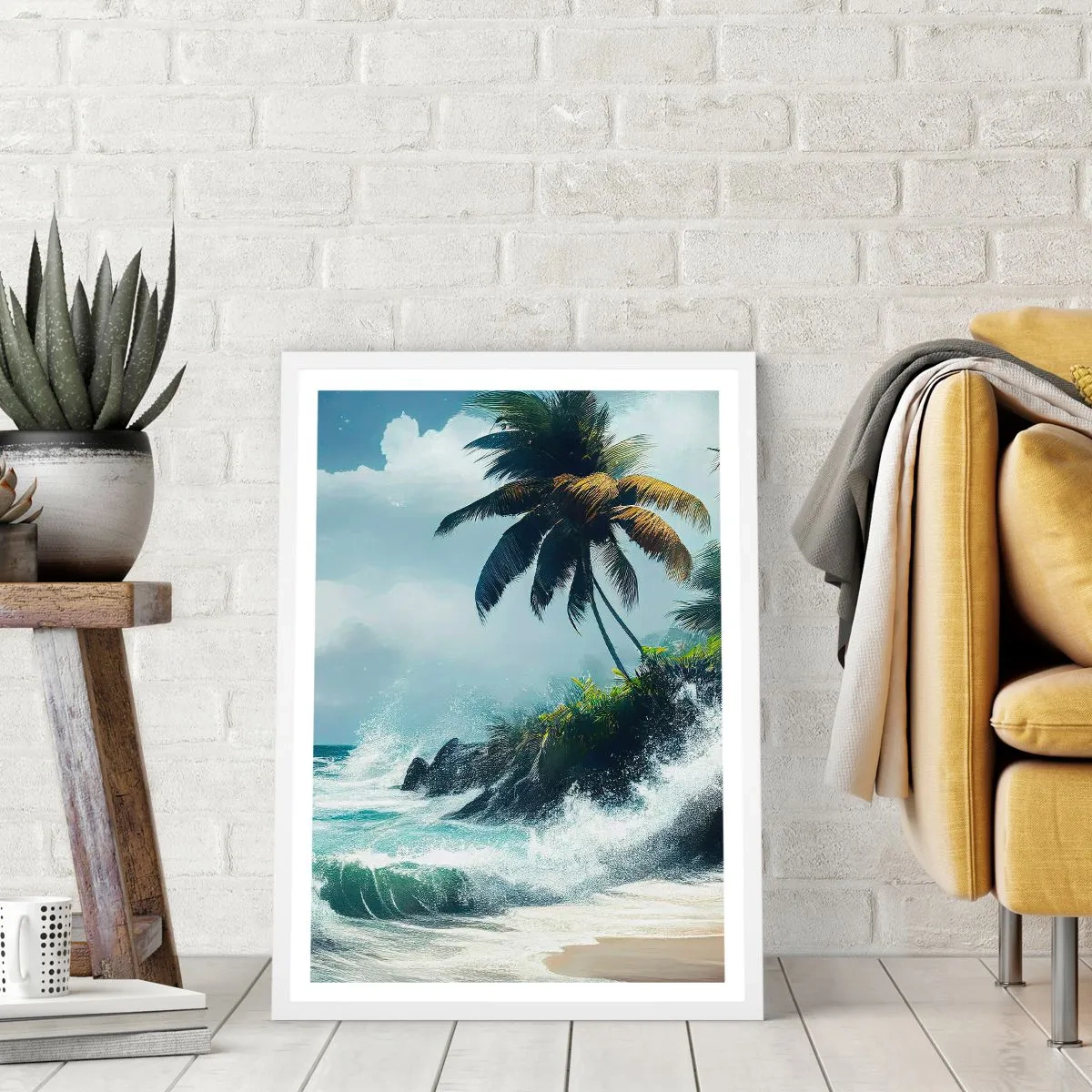 Plagát v bielom ráme - Na tropickom pobreží - 50x70 cm