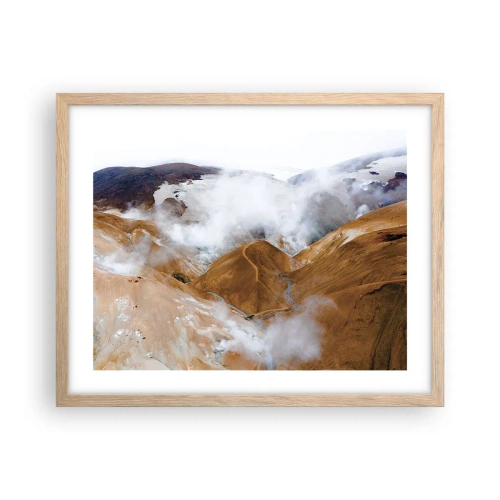 Plagát v ráme zo svetlého duba - Drsná krása Islandu - 50x40 cm