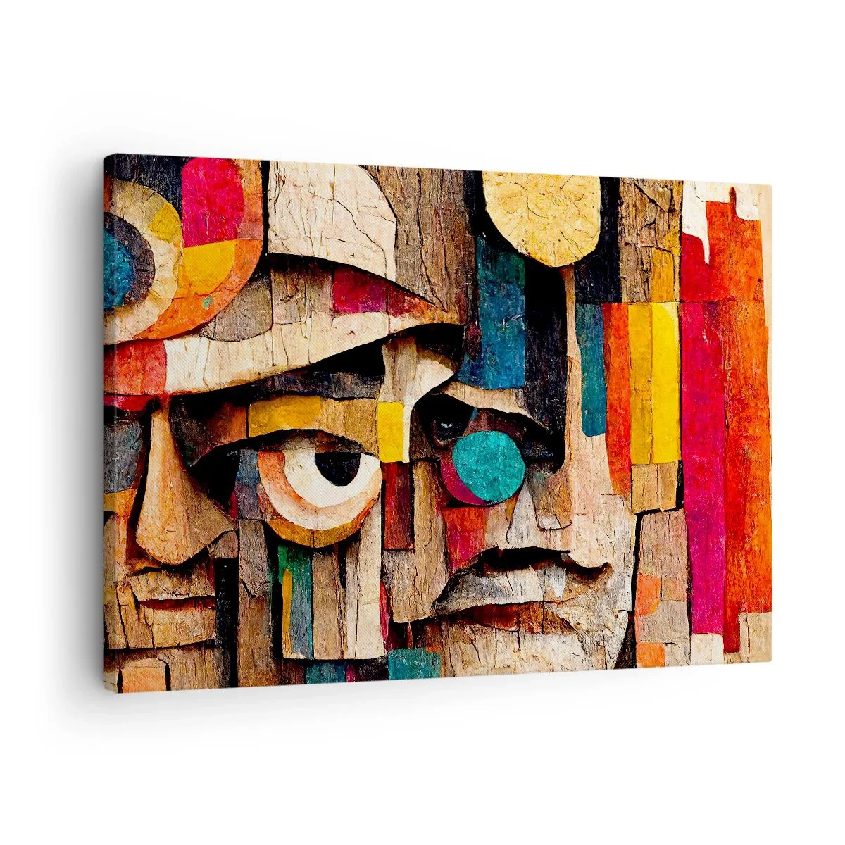 Obraz na plátne - Abstraktné tváre v intenzívnych farbách - 70x50cm - Vidím ťa… - Moderná nástenná dekorácia do obývacej izby a spálne ARTTOR