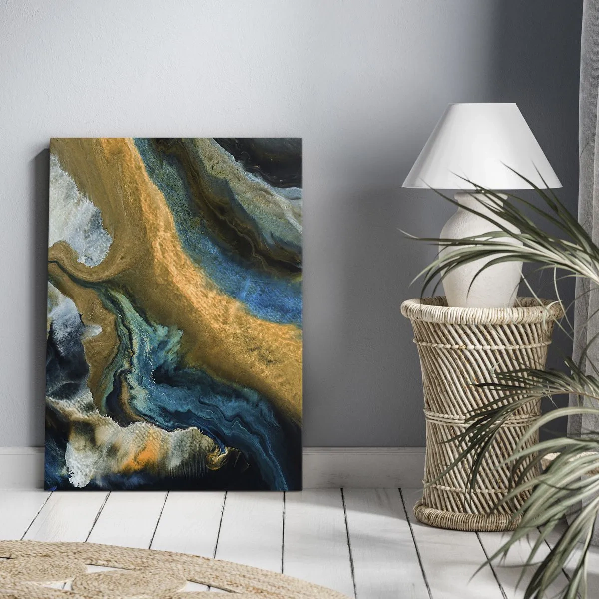 Obraz na plátne - Modrá – žltá – vzájomné vplyvy - 50x70 cm