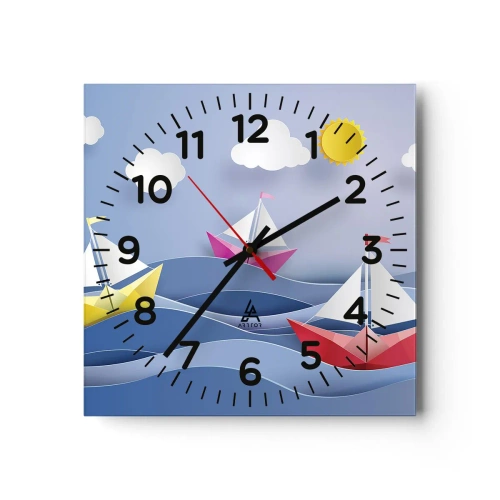Nástenné hodiny - Ach, ako je príjemné hojdať sa na vlnách - 40x40 cm