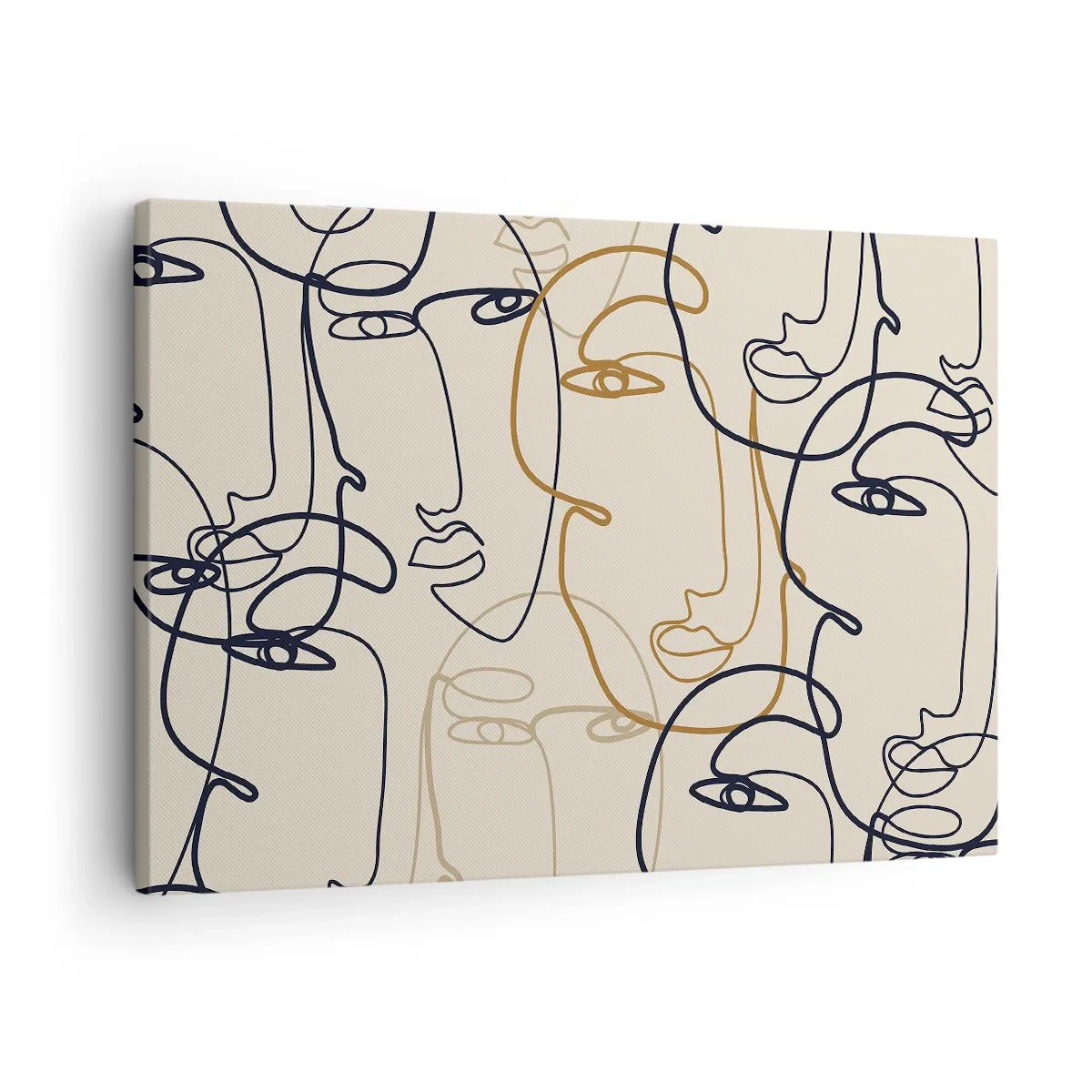 Obraz na plátne - Minimalistické linkové umenie tvárí na svetlom pozadí - 70x50cm - Portrét znásobený - Moderná nástenná dekorácia do obývacej izby a spálne ARTTOR
