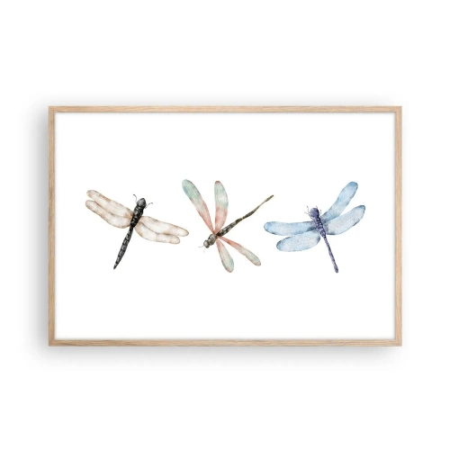 Plagát v ráme zo svetlého duba - Beztiažové vážky - 91x61 cm