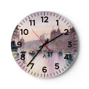 Nástenné hodiny - V daždivom opare - 40x40 cm